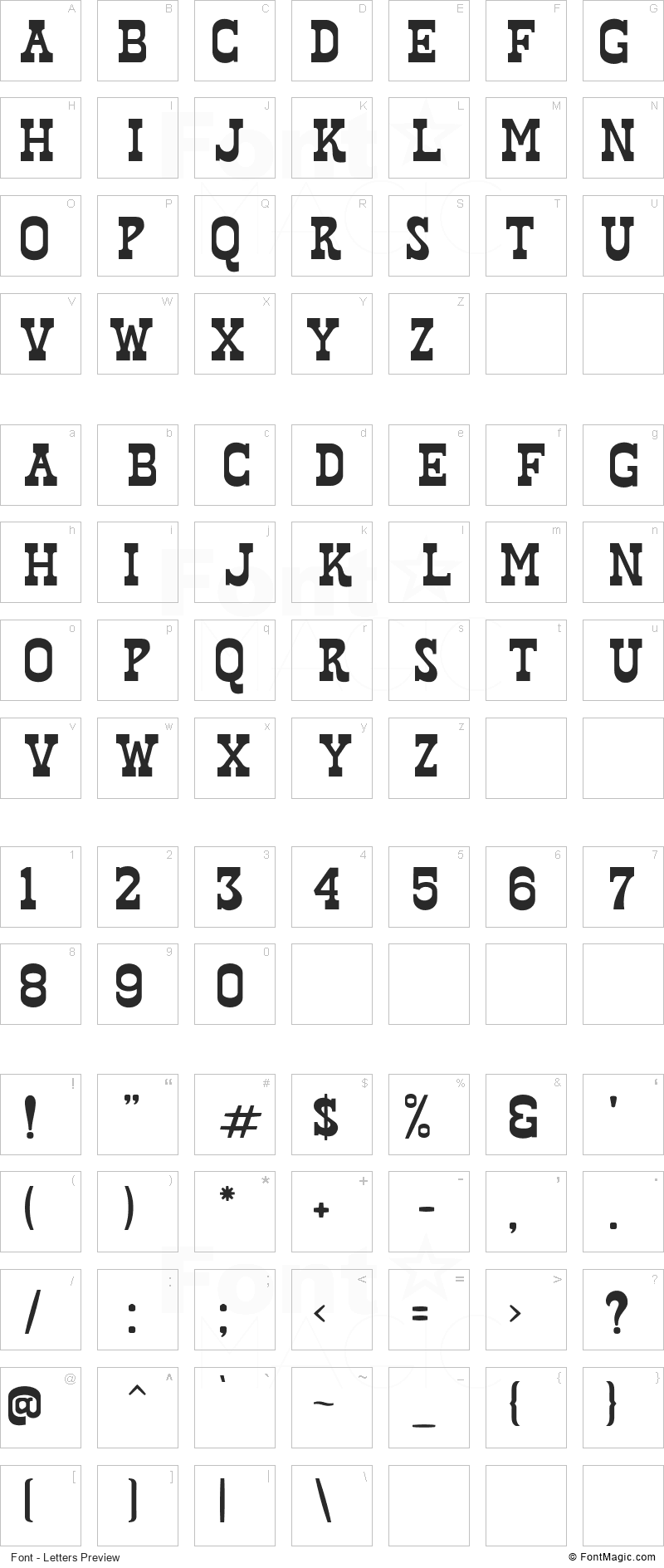 West Hood Font - All Latters Preview Chart